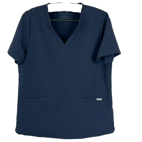FIGS Technical Collection Scrub Top Womens Sz L Blue Gray 2 pocket - Picture 1 of 8